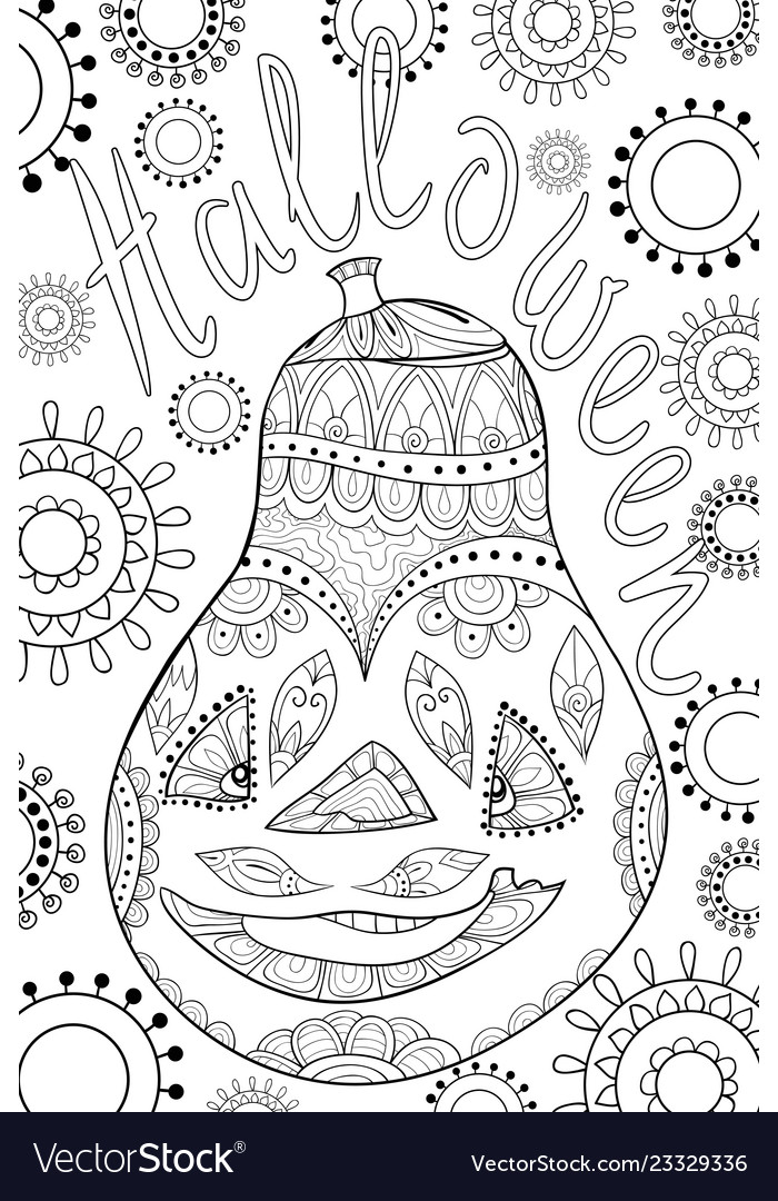 Adult Coloring Bookpage A Cute Halloween Pumpkin Vector Image Adult Coloring Bookpage A Cute Halloween Pumpkin Vector Image