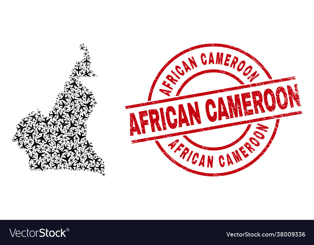 African cameroon grunge stamp seal and cameroon Vector Image