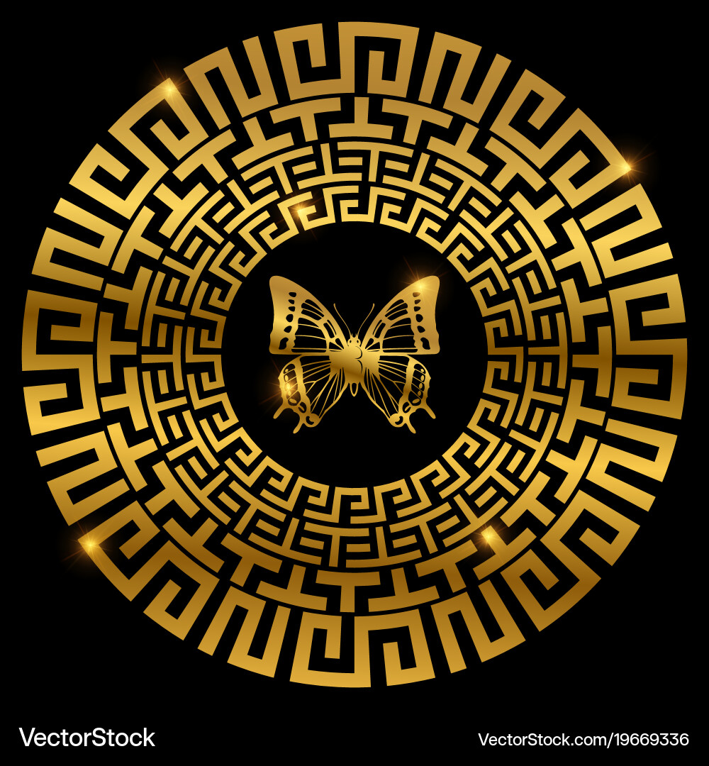 Ancient greek ornament with butterfly Royalty Free Vector