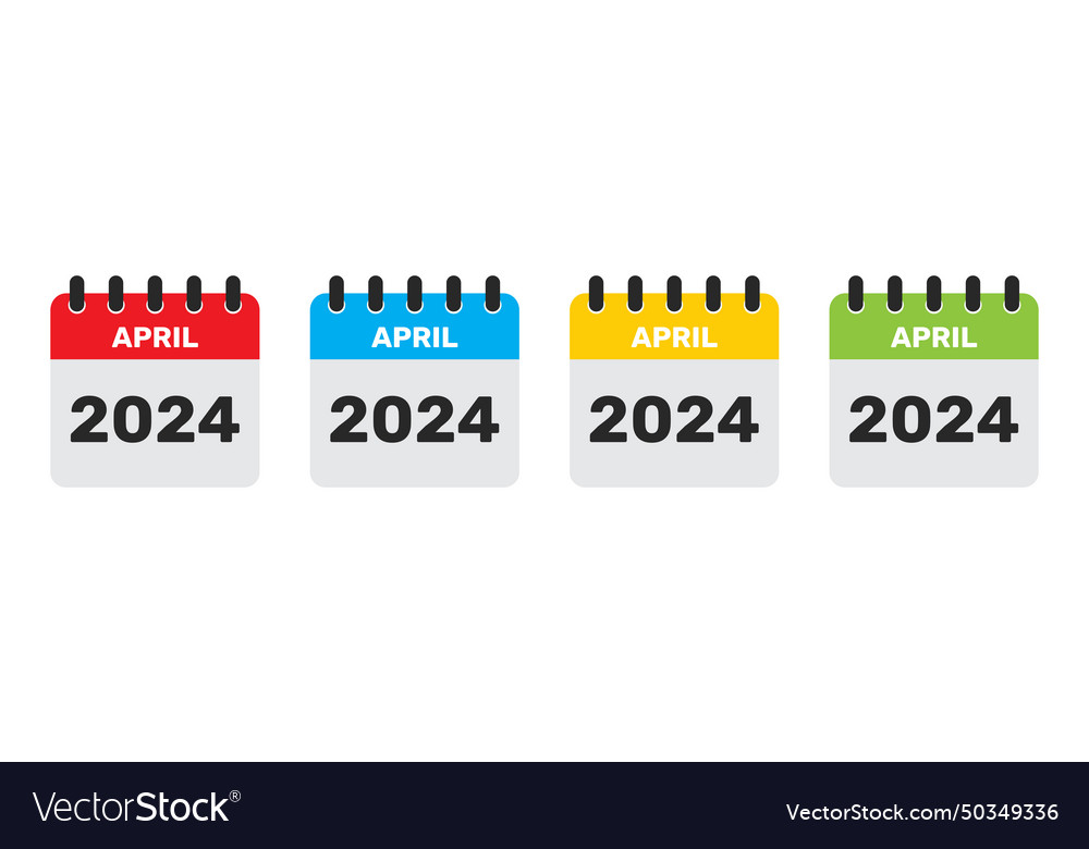 April 2024 calendar in four different colours Vector Image