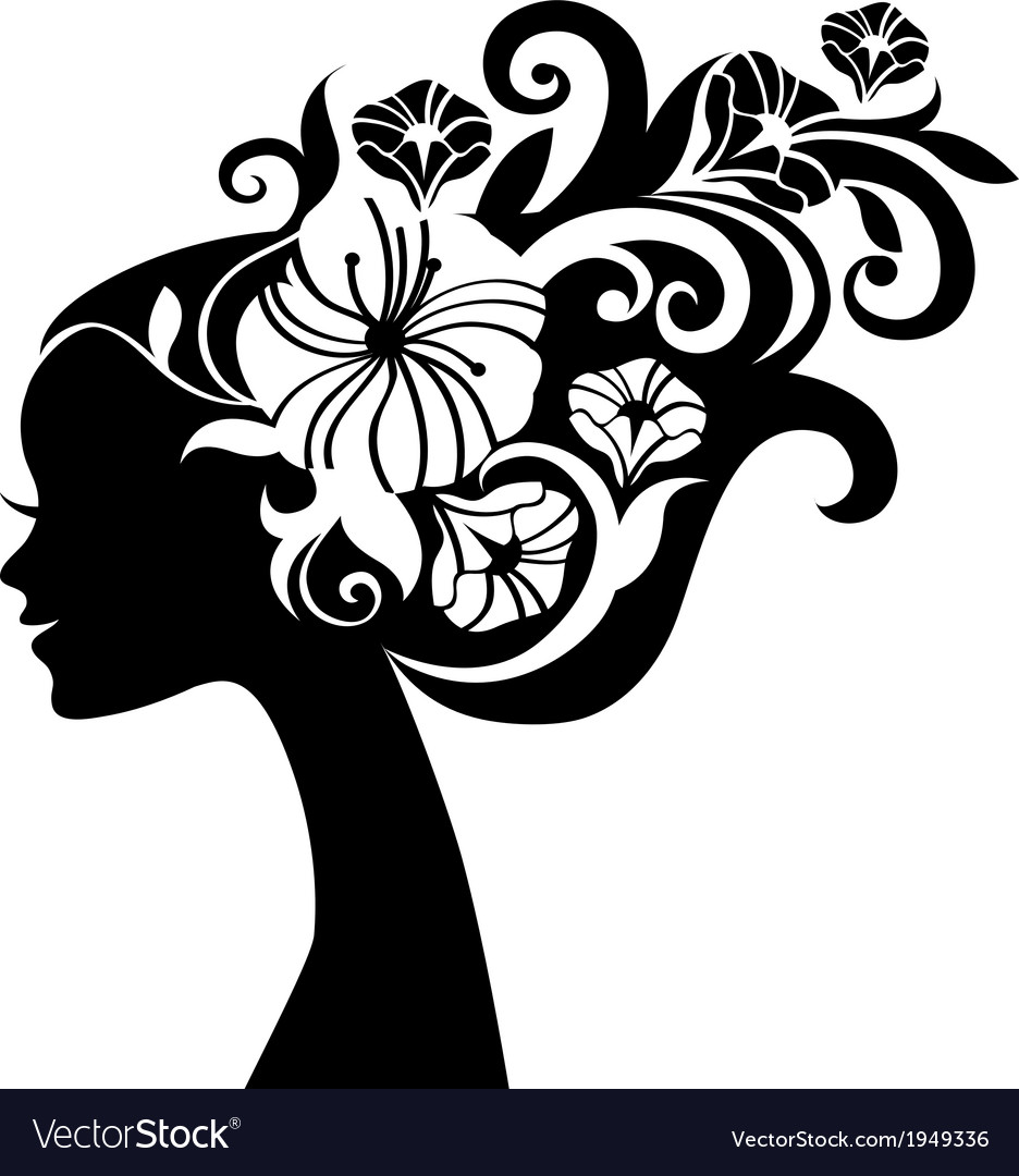 Download Beautiful woman silhouette with flowers Royalty Free Vector