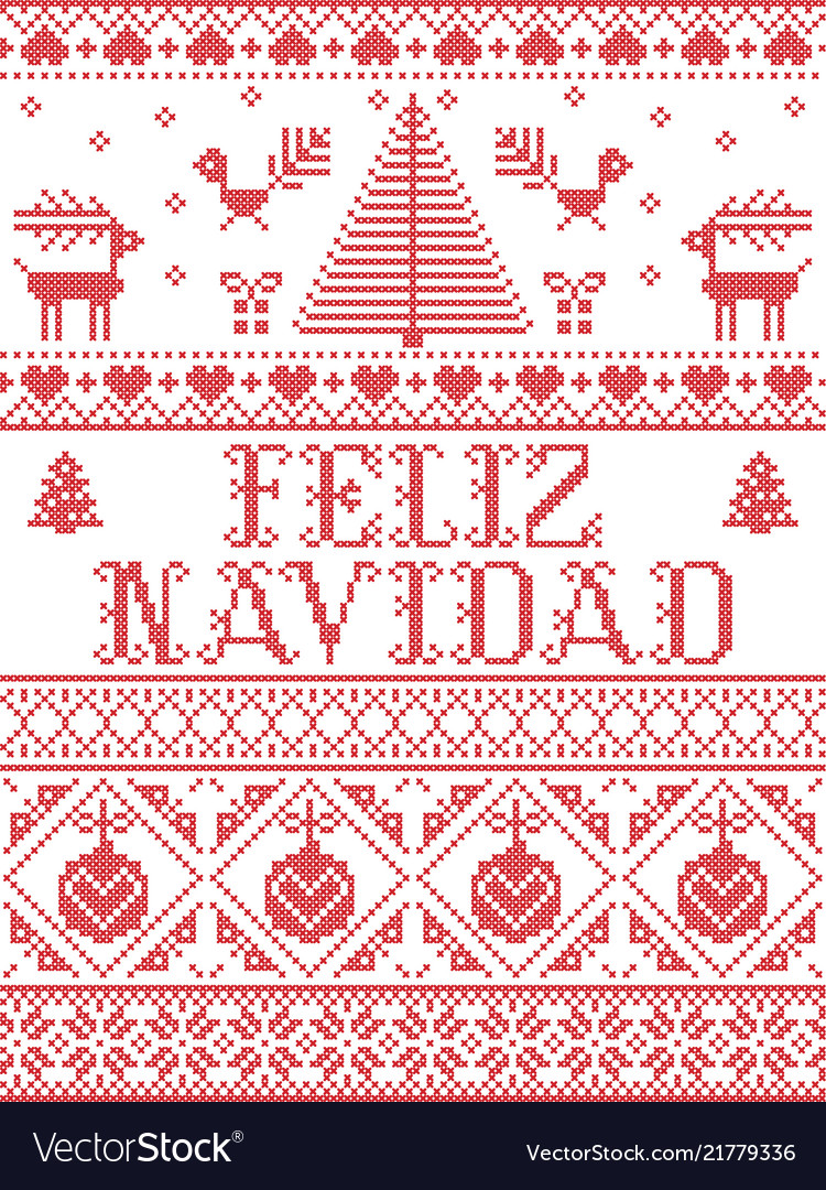 Christmas pattern feliz navidad seamless vector image Christmas pattern feliz navidad seamless