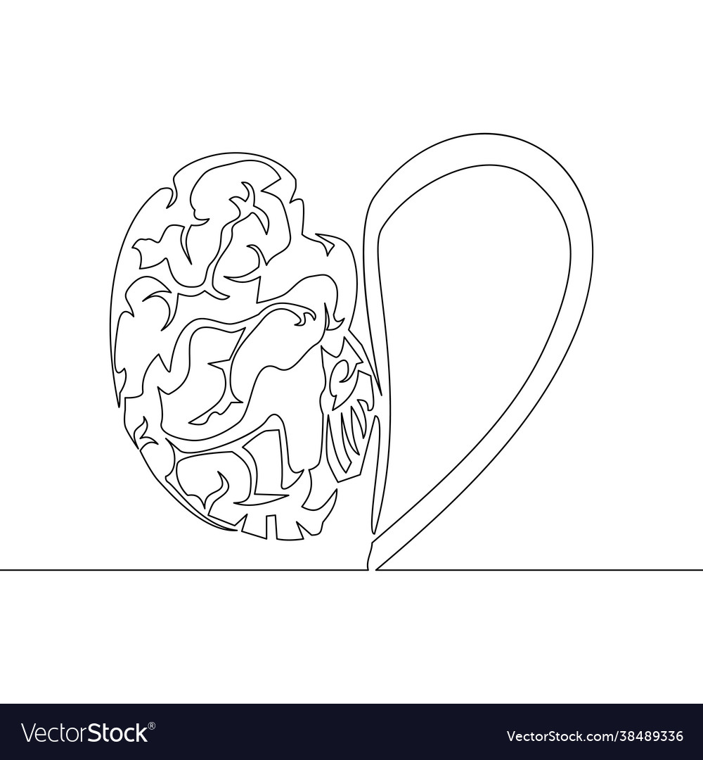 Continuous line half brain and love icon concept Vector Image