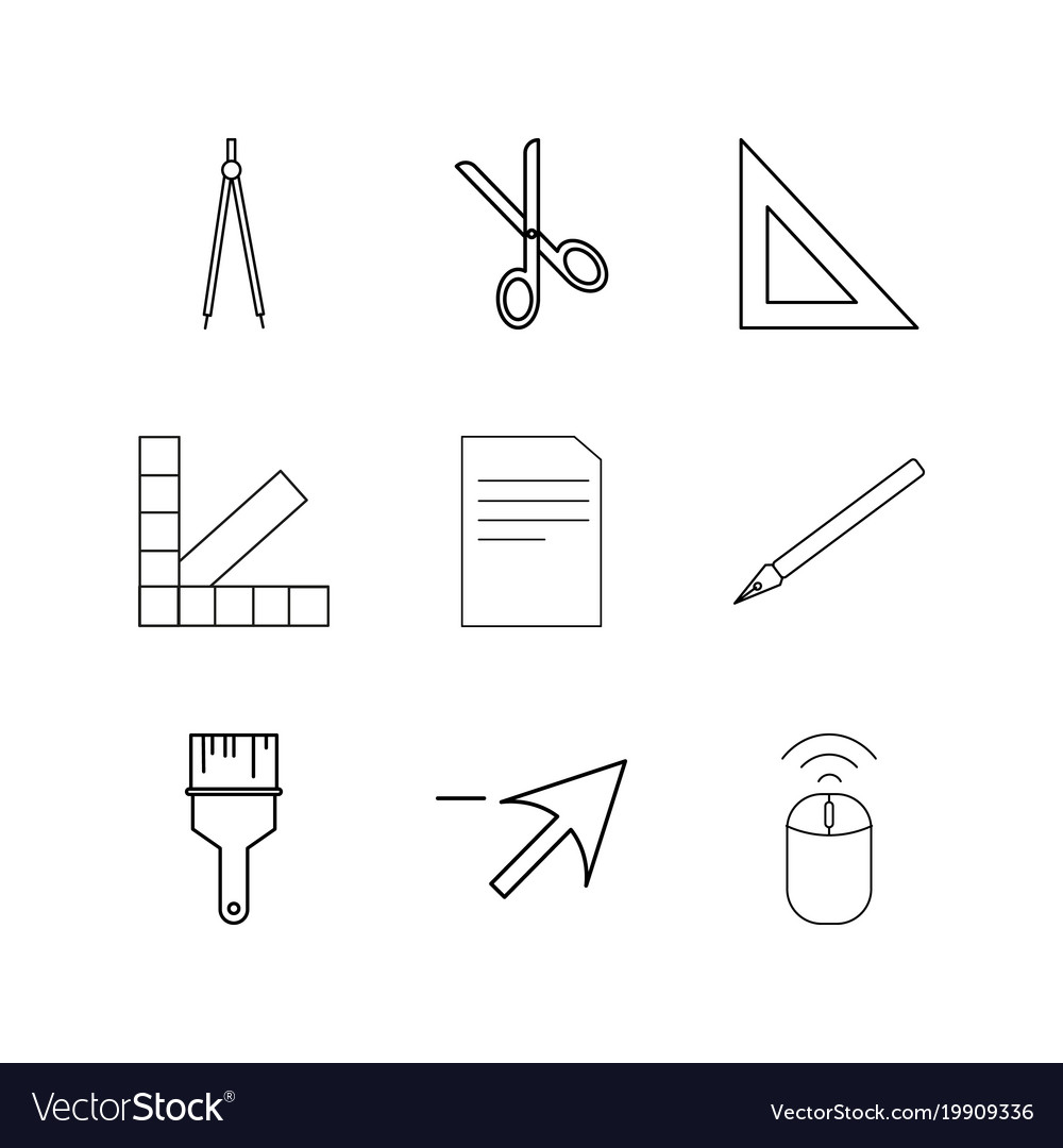 Design elements linear icon set simple outline