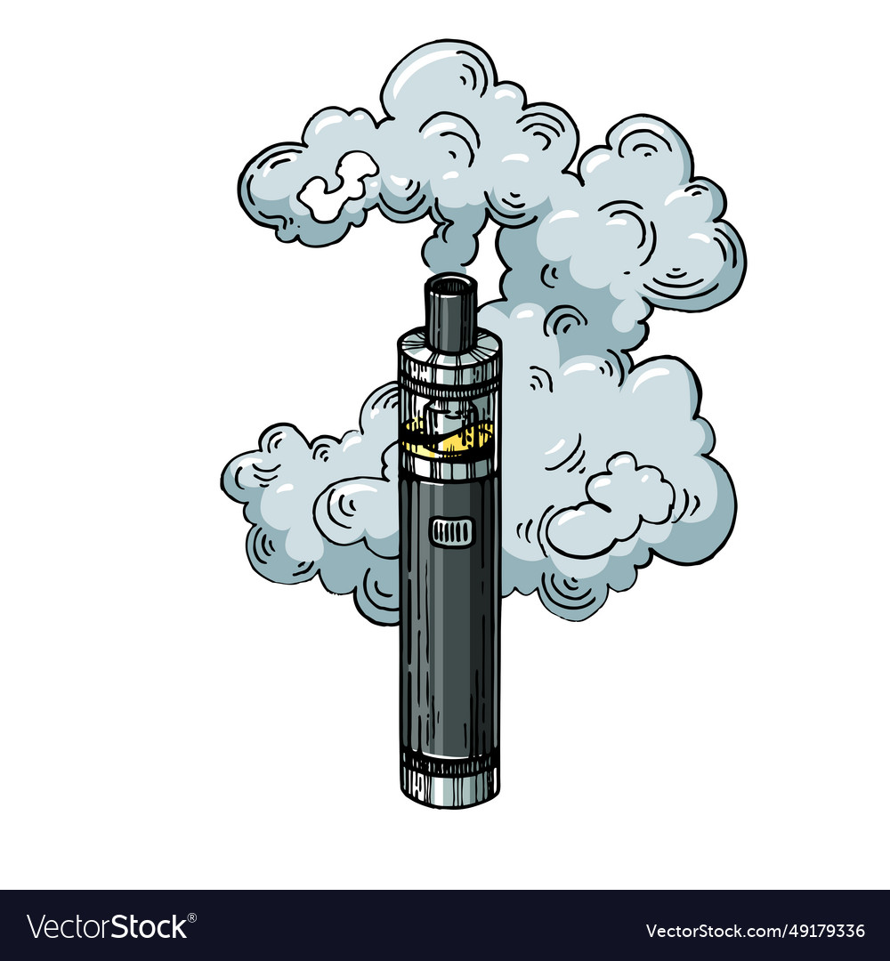 Electronic vape cigarette engraving style Vector Image