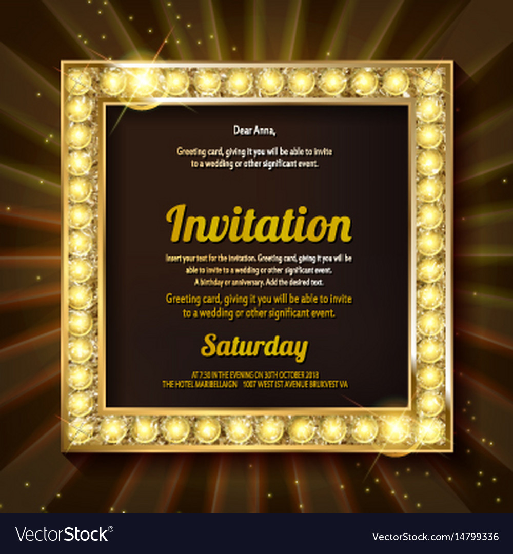 Invitation with a gold decoration original design Vector Image