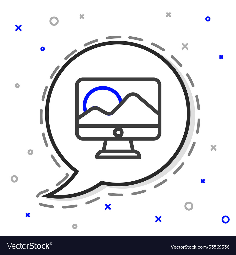 Line computer monitor screen icon isolated Vector Image Line computer monitor screen icon isolated
