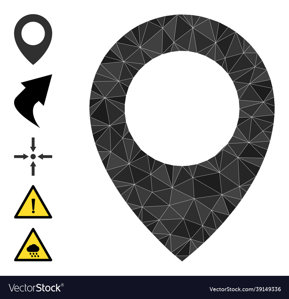 Map pointer polygonal icon and other icons vector image Map pointer polygonal icon and other icons