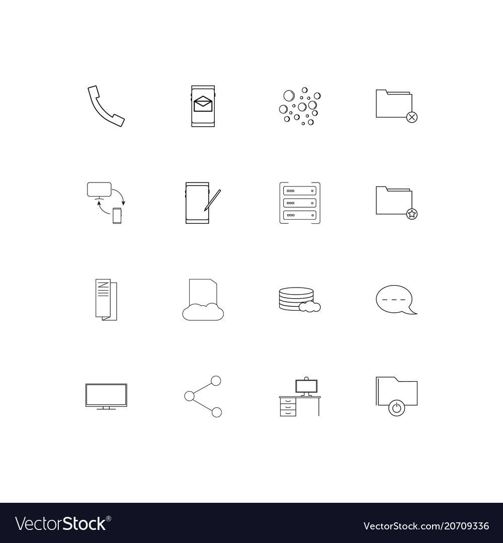 Netzwerk und Datenbank einfache lineare Icons Set