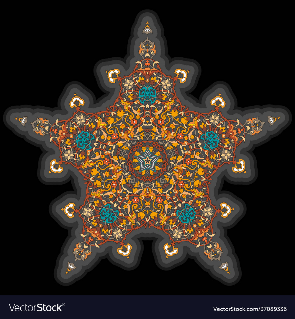 Pentagonal mandala five pointed design element eps