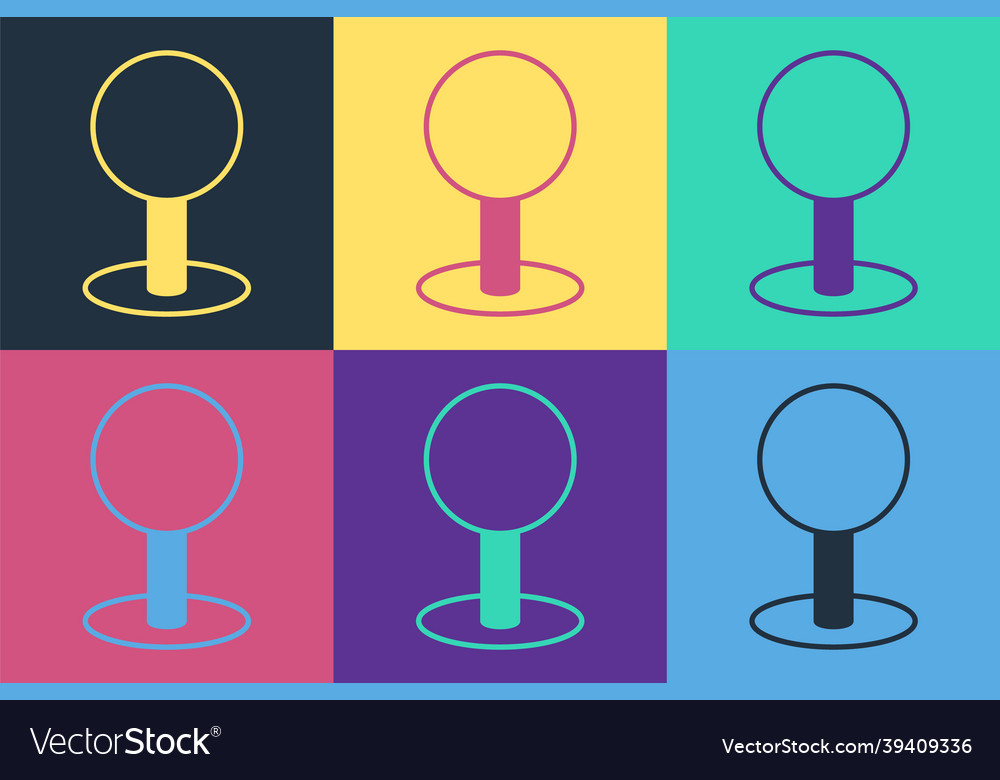 Pop art push pin icon isolated on color background vector image Pop art push pin icon isolated on color background