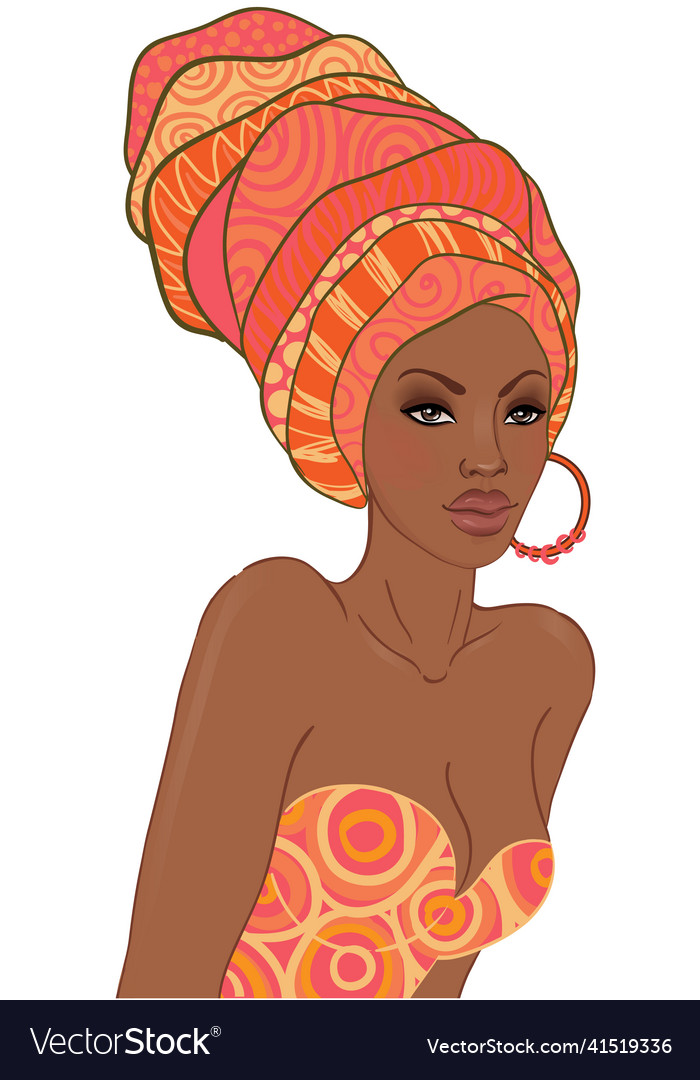 Portrait of beautiful african woman with earring Vector Image