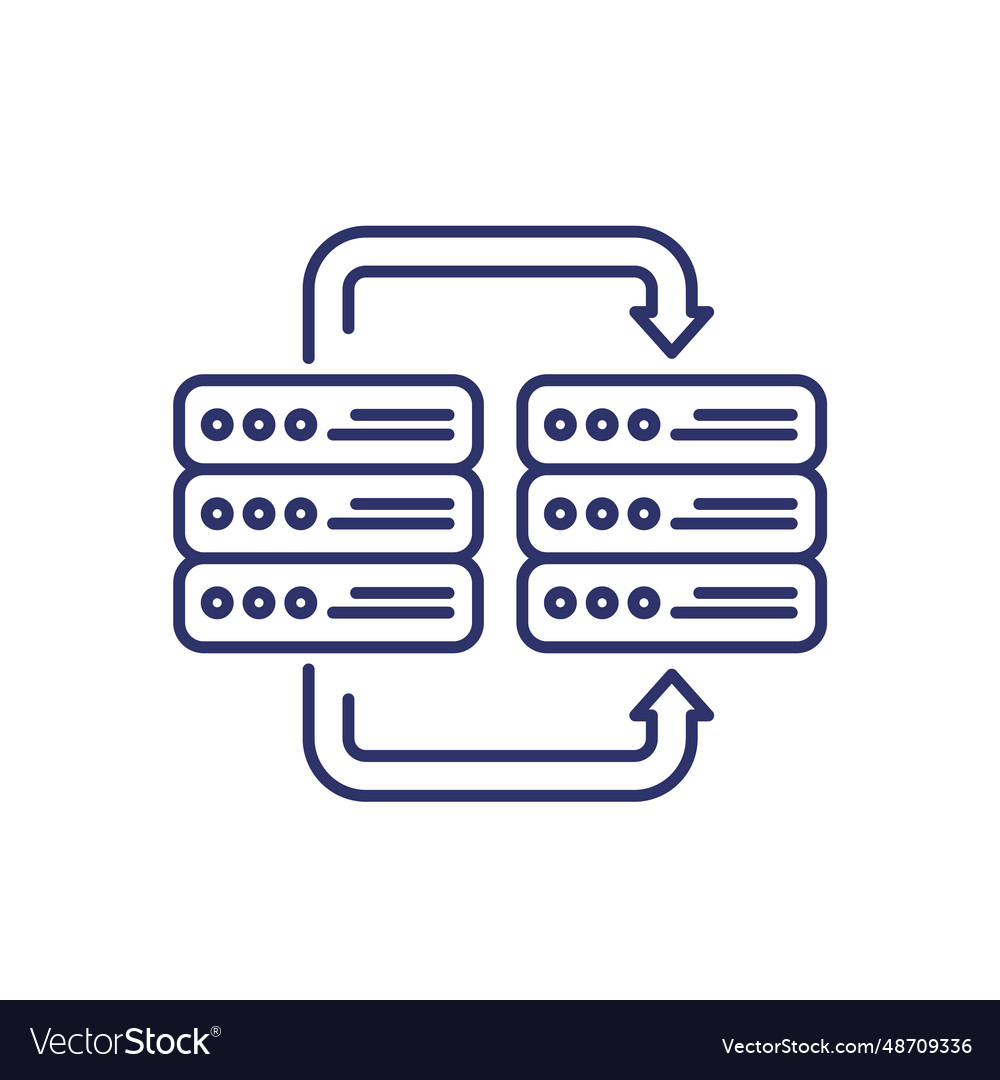 Server backup copy data line icon