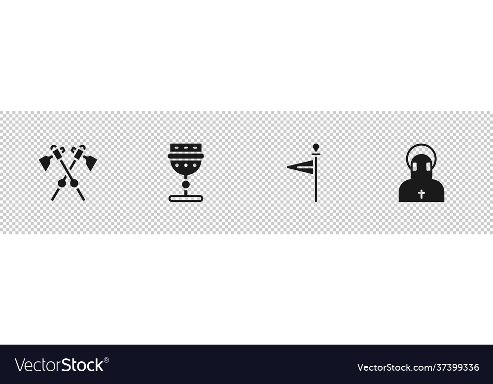 Set crossed medieval axes goblet flag