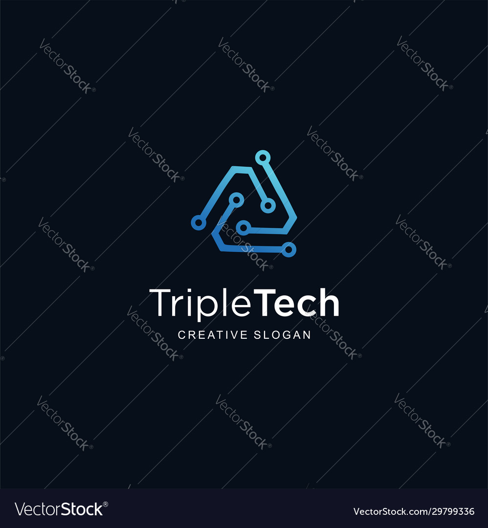 Triangle tech logo letter a tech logo design Vector Image