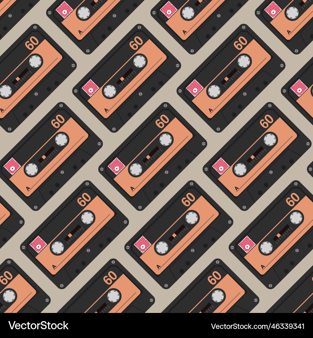 Patterned Audio Tube Audio tapes seamless pattern Royalty Free Vector Image