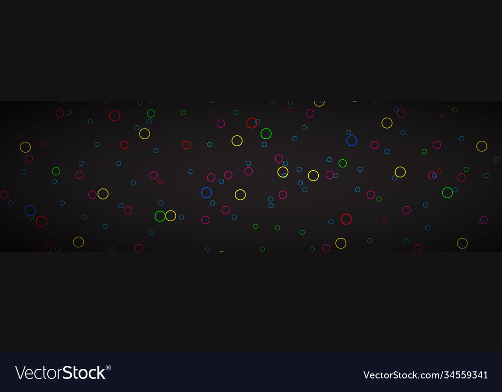 Black abstract header with colorful circles vector image Black abstract header with colorful circles