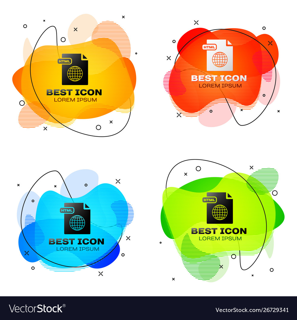 Black html file document download button vector image Black html file document download button