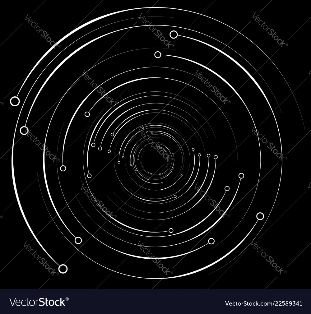 Concentric radiating circles lines with dots vector image Concentric radiating circles lines with dots