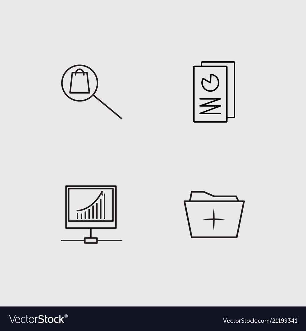 Data analytics simple linear icons set outlined
