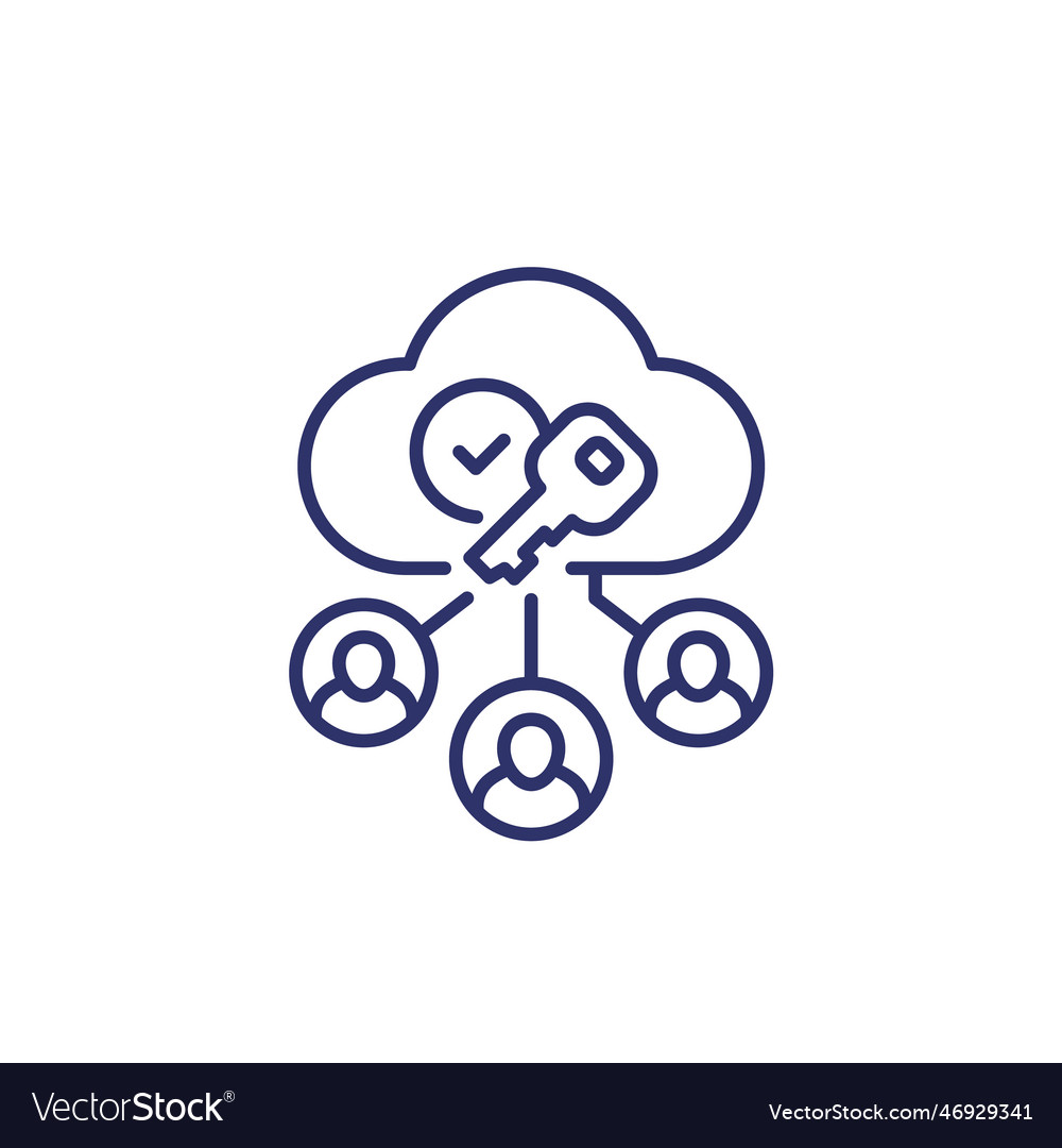 Encryption of personal data in cloud line icon