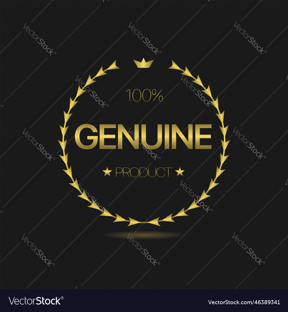 Echtes Produkt goldene Lorbeerkranz-Etikett vector image Echtes Produkt goldene Lorbeerkranz-Etikett