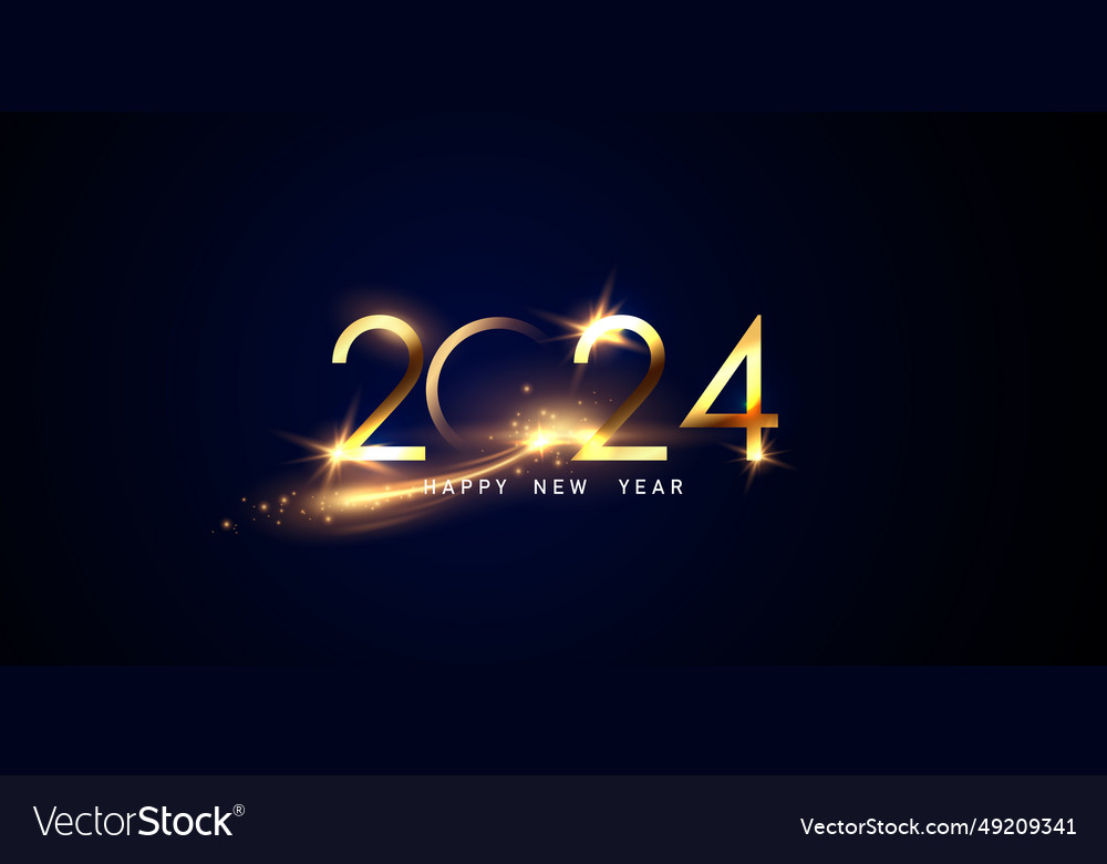 Happy new year 2024 with golden 3d typography Vector Image