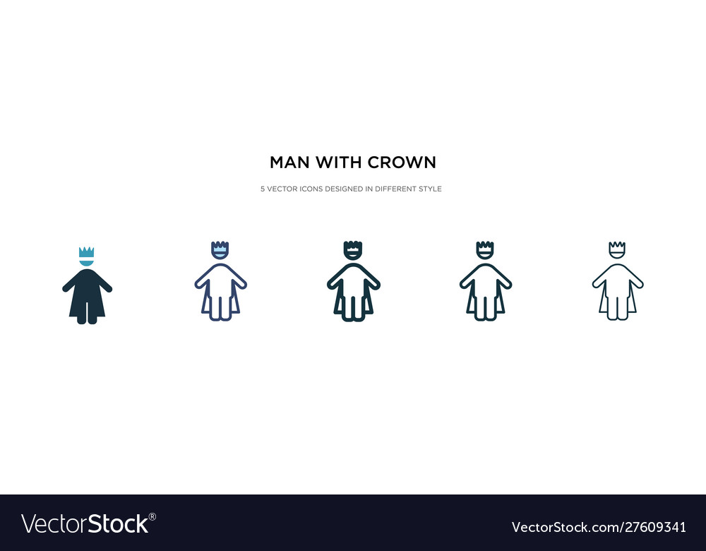 Man with crown icon in different style two