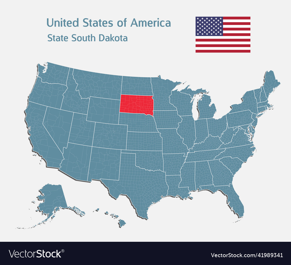 Map country usa and state south dakota royalty free vector