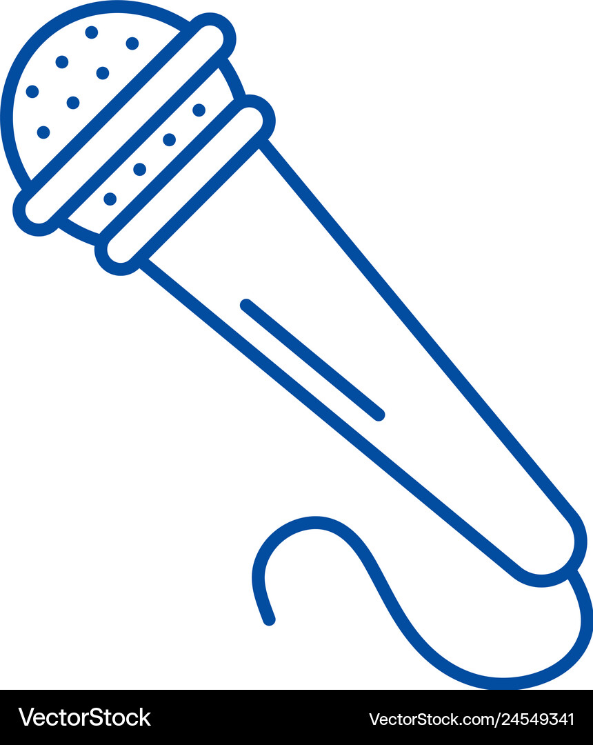 Microphone line icon concept flat Royalty Free Vector Image