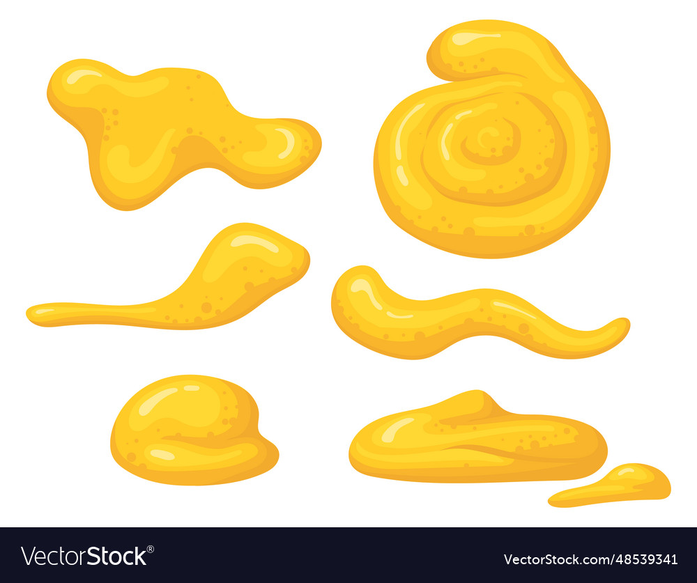 Mustard drop set dip sauce splash blobs