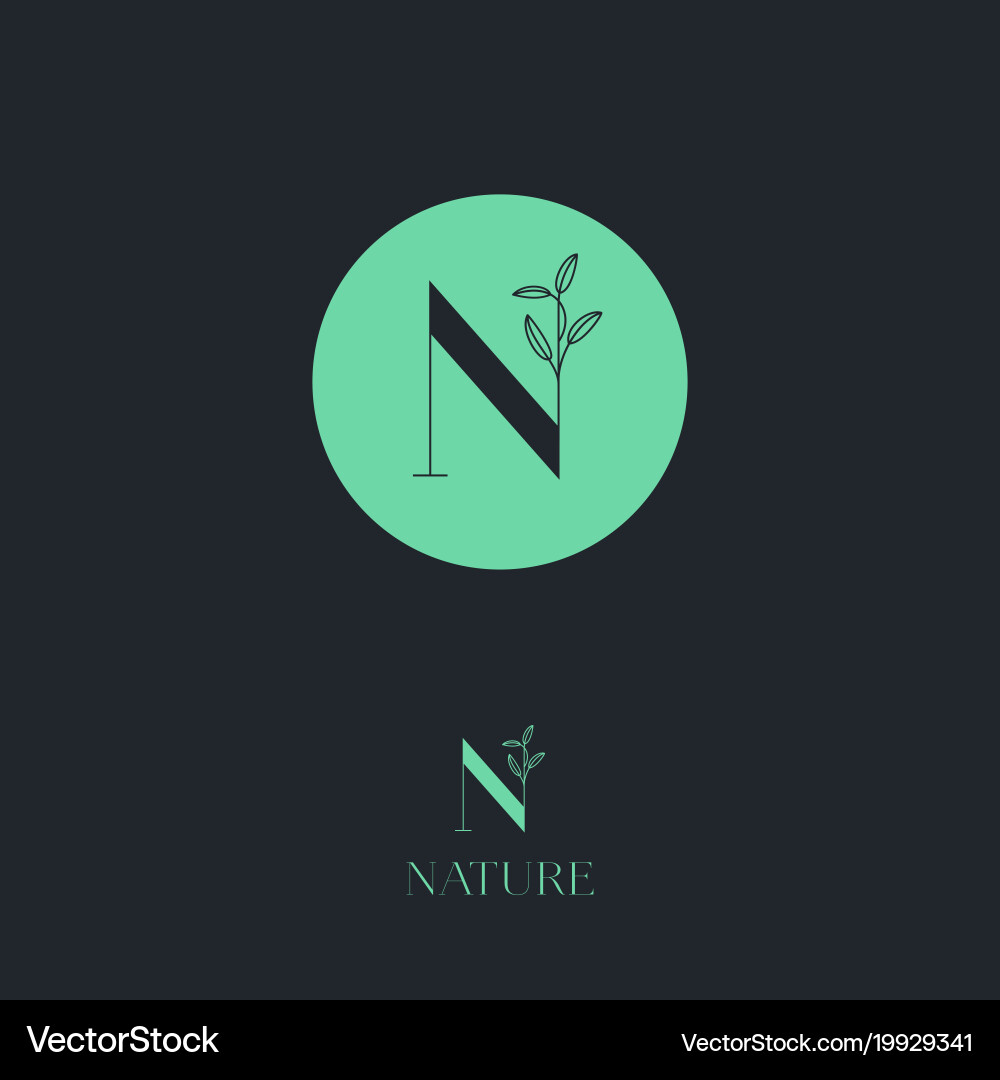 N Letter Monogram Cosmetic Organic Logo Royalty Free Vector