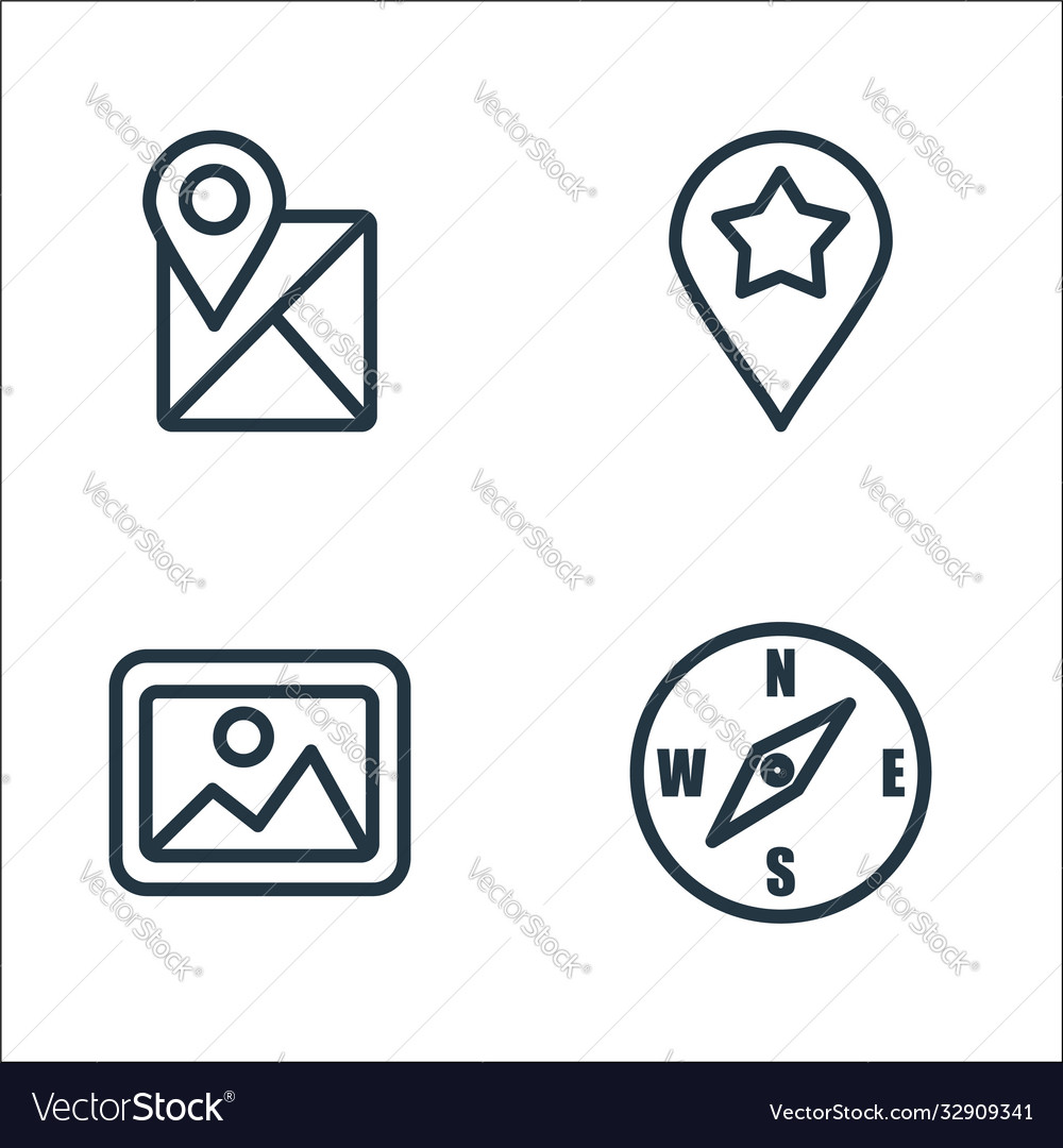 Navigation line icons linear set quality vector image Navigation line icons linear set quality