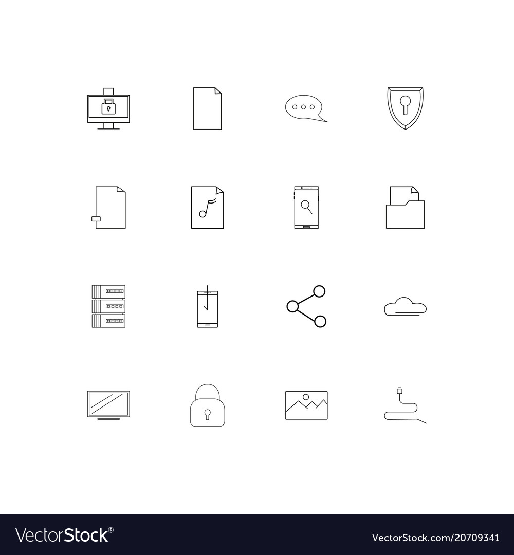 Netzwerk und Datenbank einfache lineare Icons Set