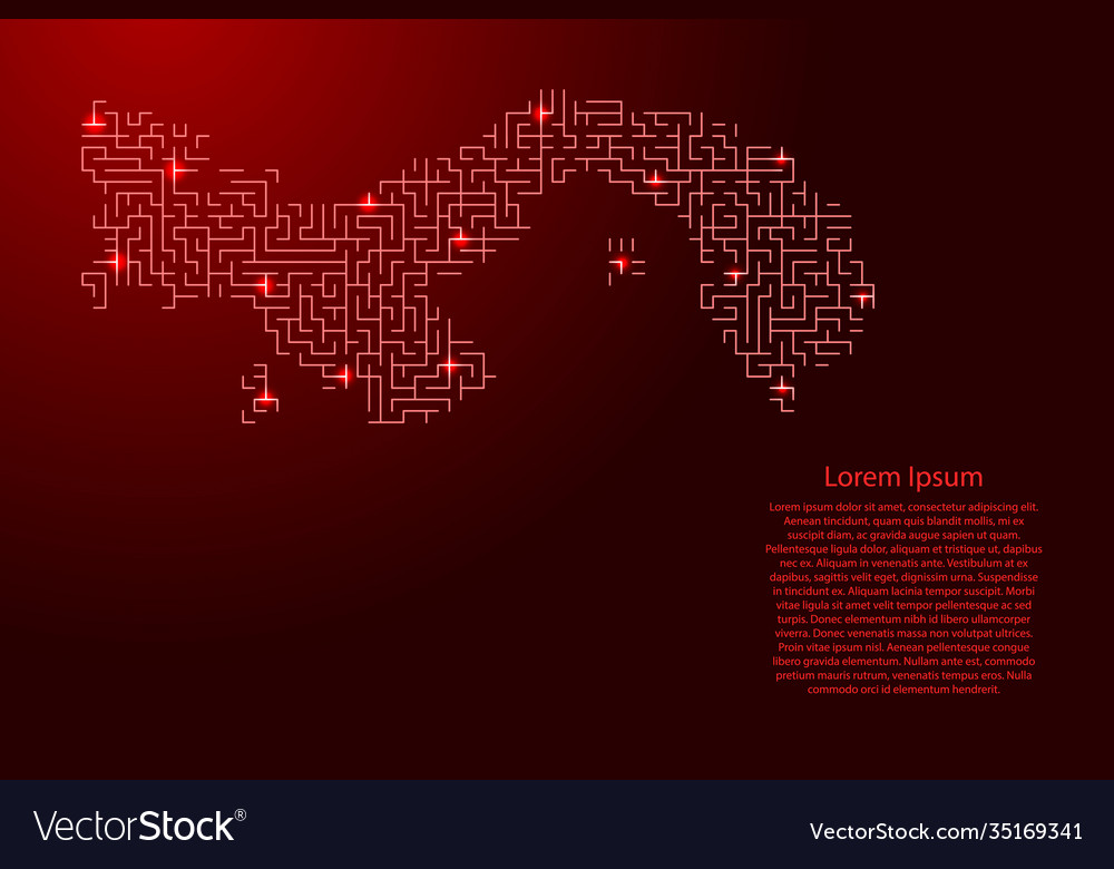 Panama map from red pattern maze grid