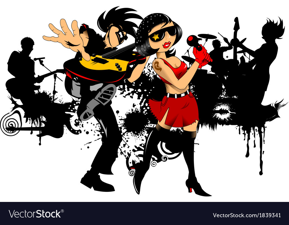  Rock  band  cartoon  Royalty Free Vector Image VectorStock