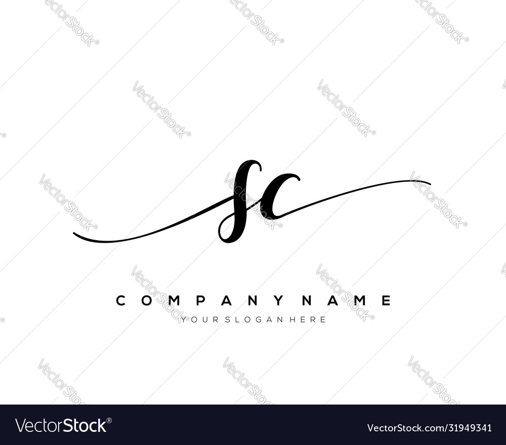 Sc initial letter handwriting logo hand drawn