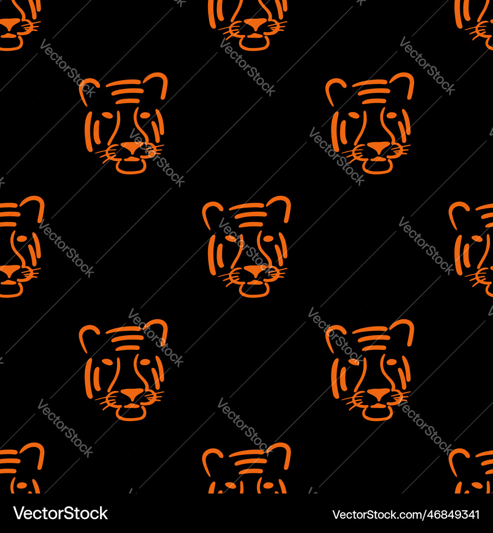 Seamless pattern with tiger head – Royalty-Free Vector | VectorStock
