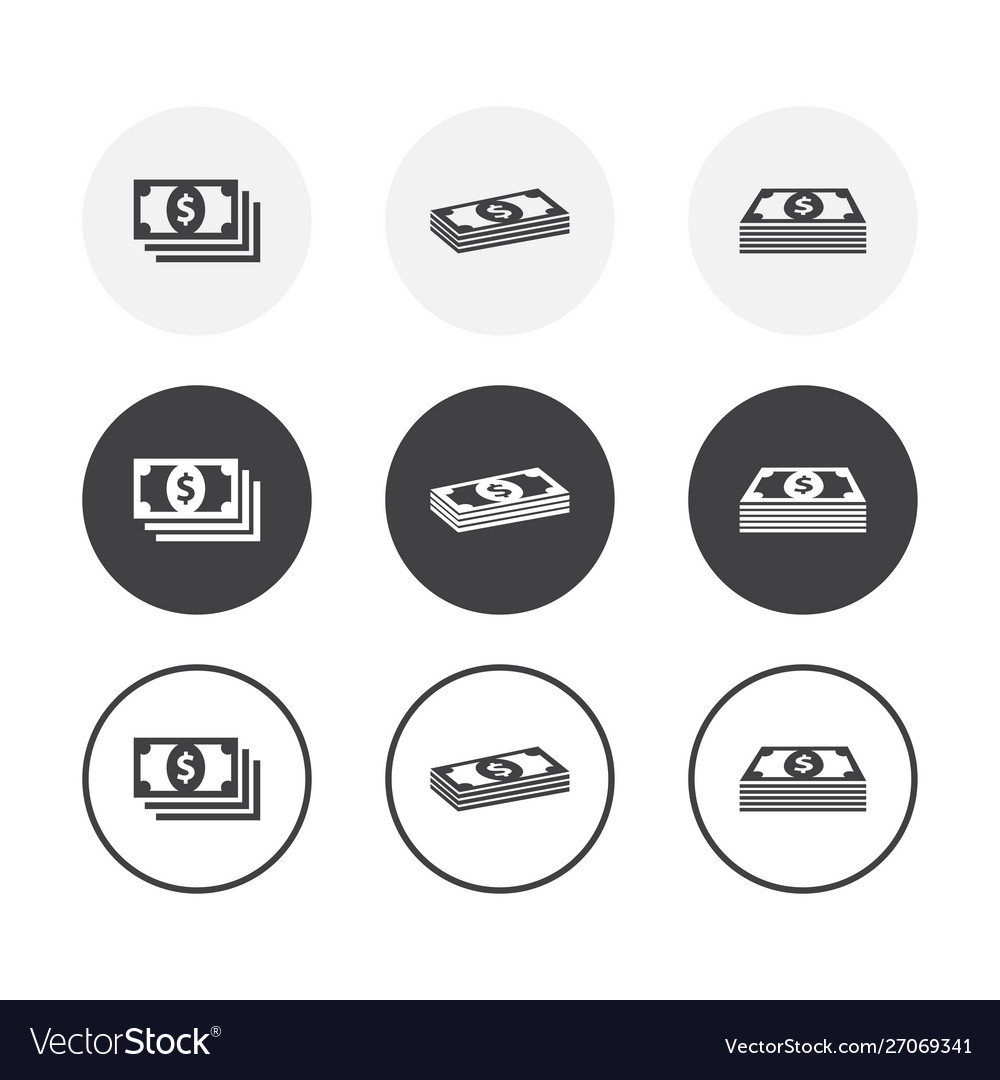 Set 3 simple design money icons rounded