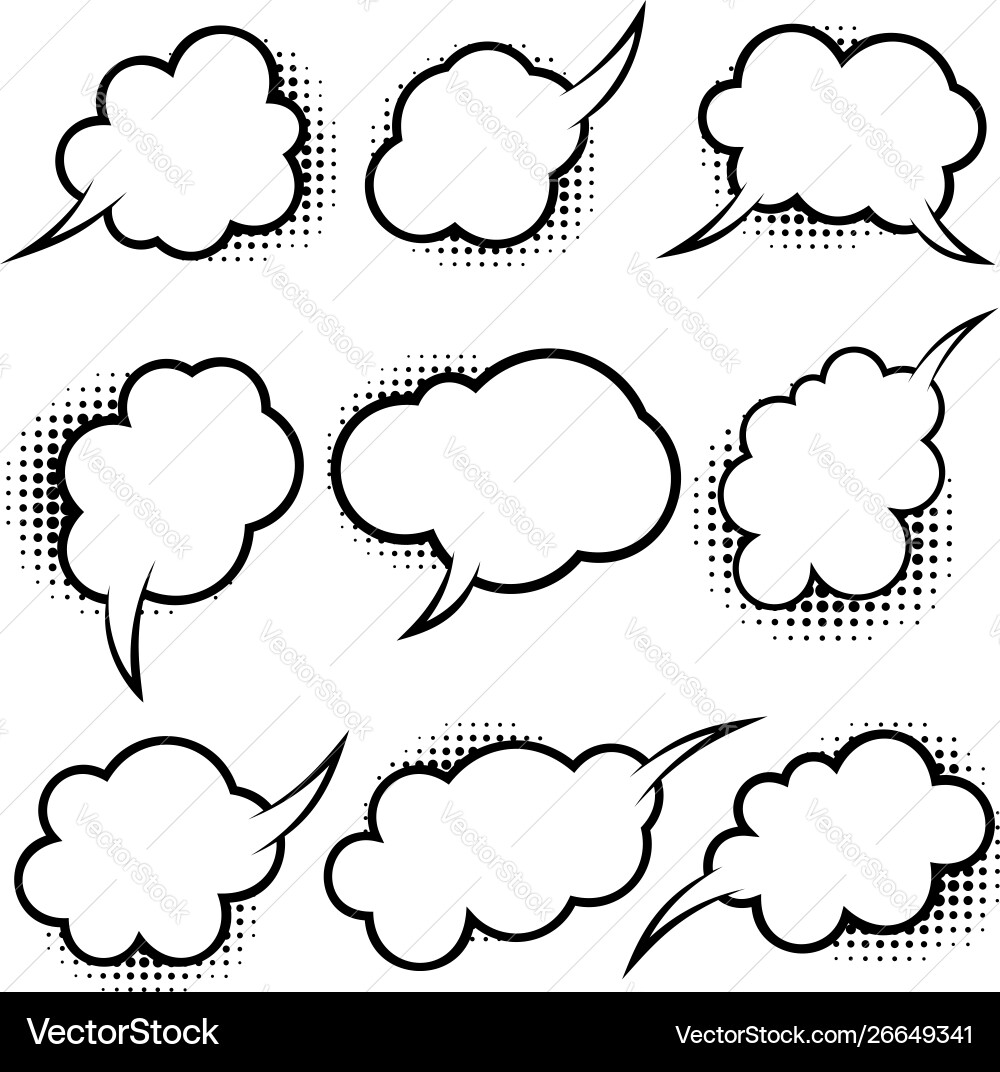 Set empty comic style speech bubbles Royalty Free Vector