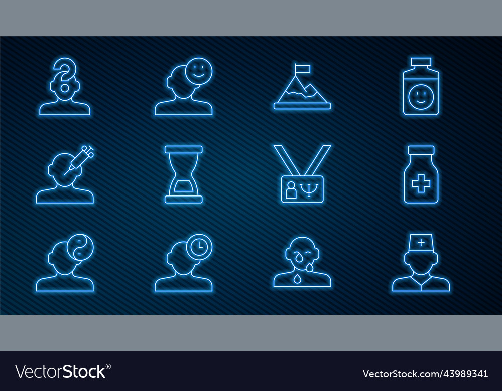 Set line male doctor sedative pills mountains Vector Image Set line male doctor sedative pills mountains