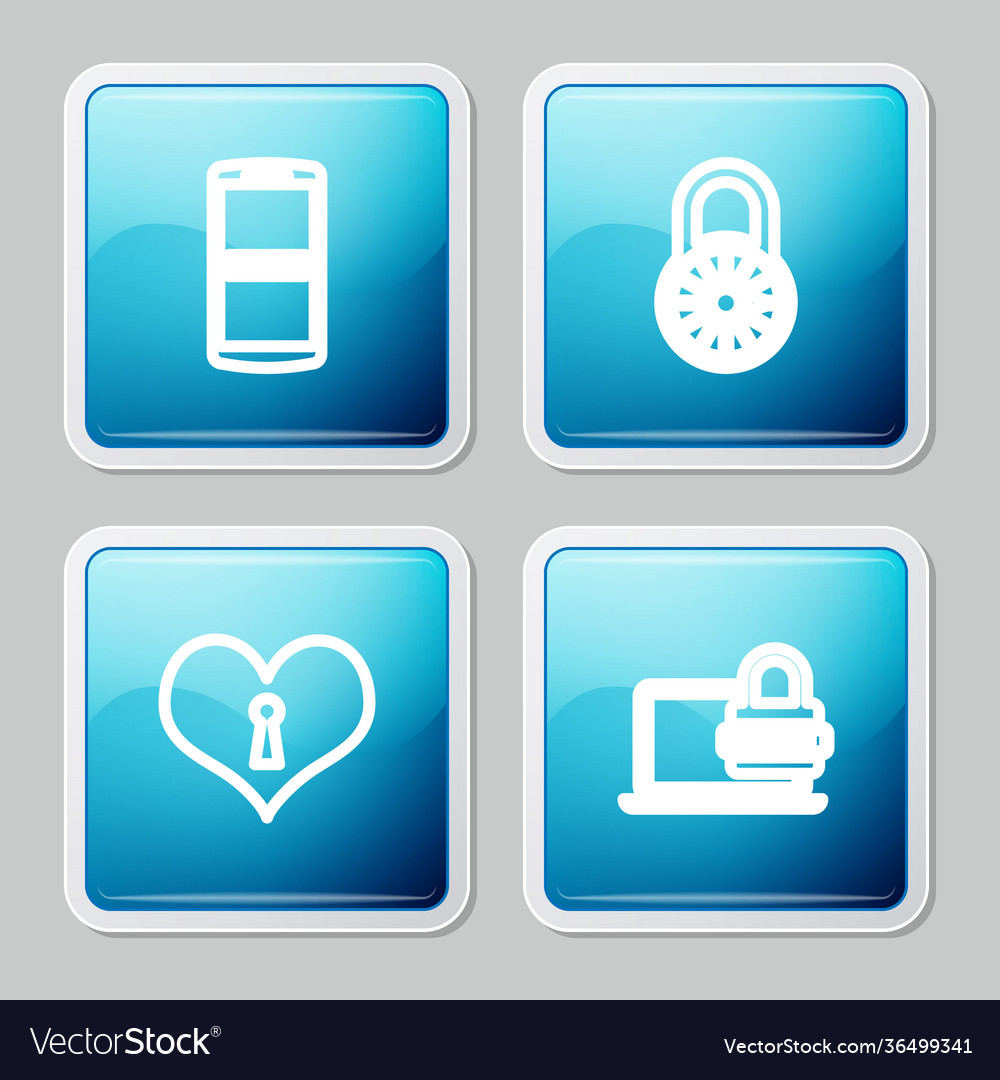 Set line mobile and password safe combination Vector Image Set line mobile and password safe combination