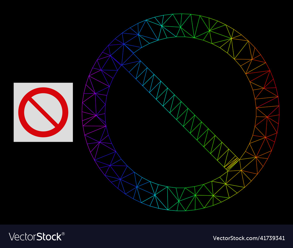 Spectrum gradient polygonal mesh forbidden icon Vector Image Spectrum gradient polygonal mesh forbidden icon