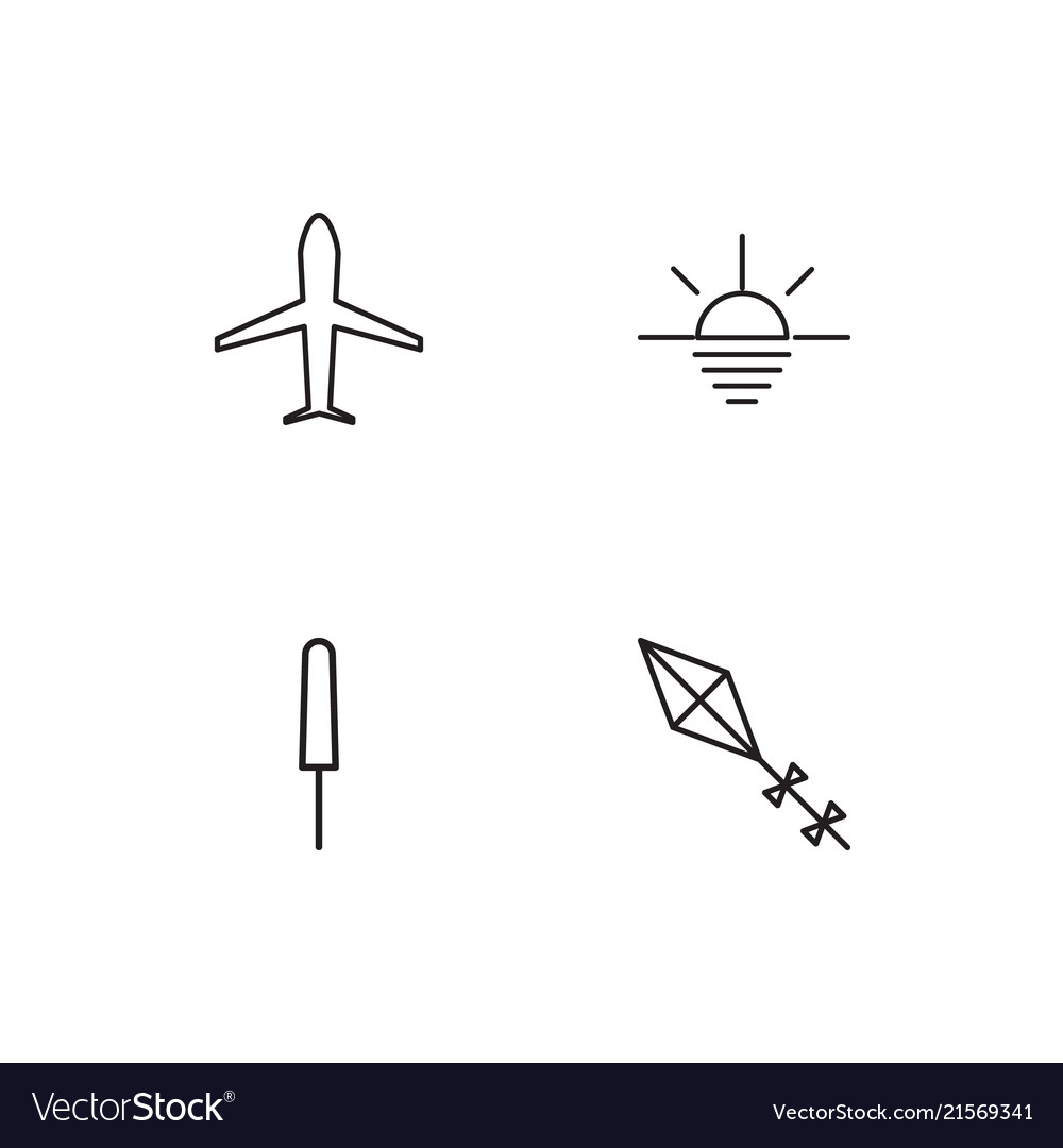Summer linear icons set simple outline