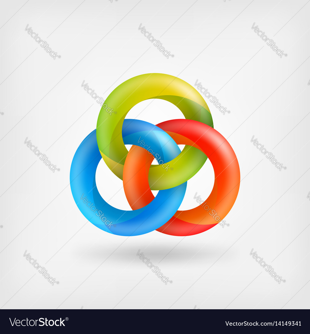 Three abstract interlocking rings Royalty Free Vector Image