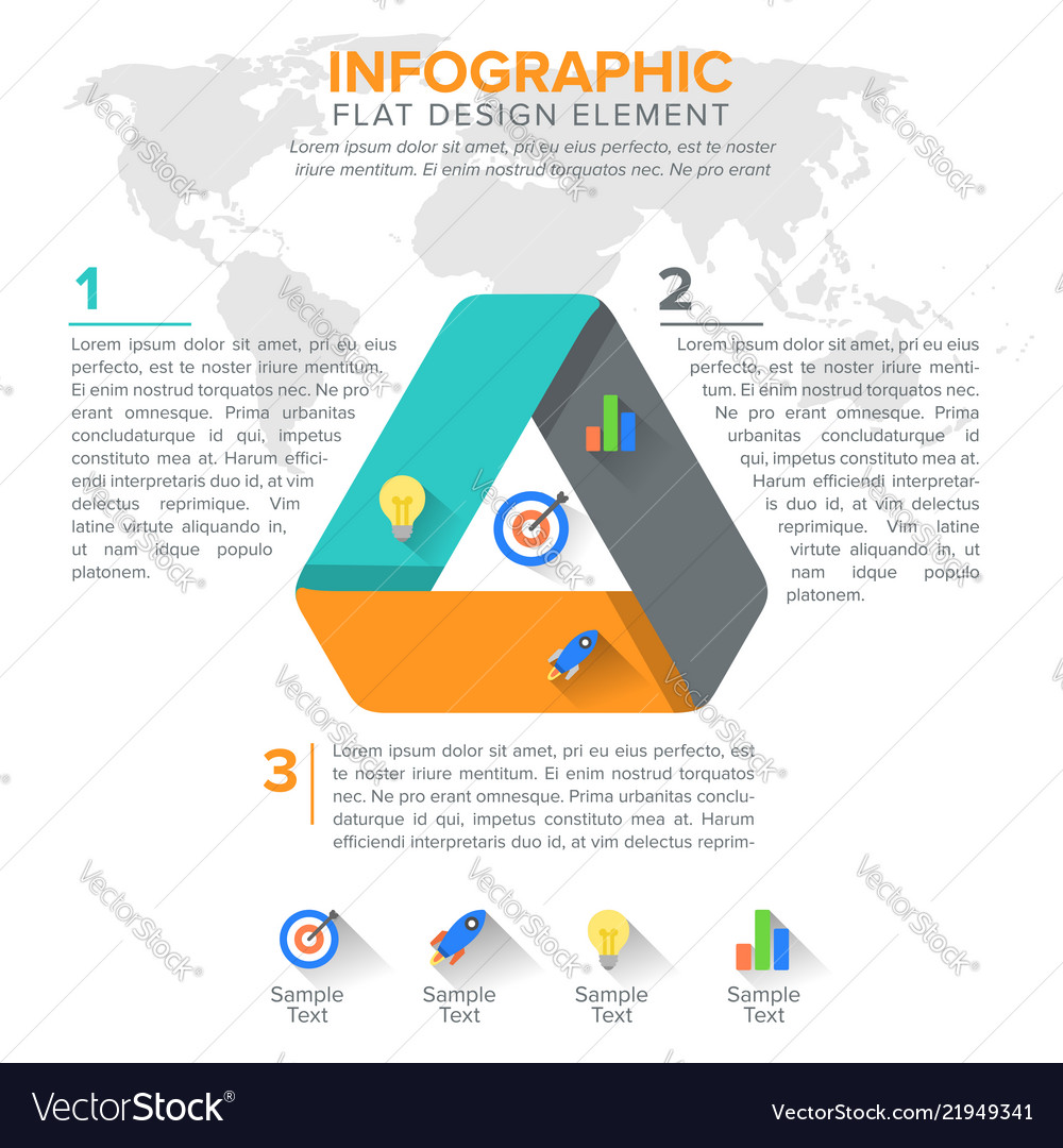 Triangular diagram chart triangle with 3 steps