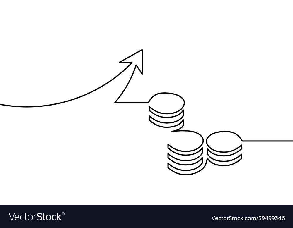 Abstract coins and arrow as continuous lines Vector Image Abstract coins and arrow as continuous lines