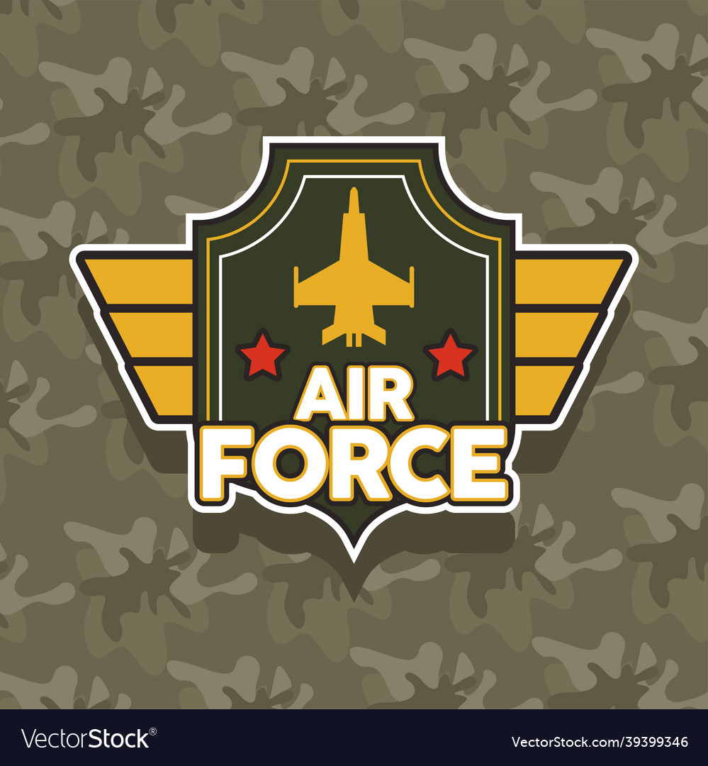 Airforce emblem with golden airplane Royalty Free Vector