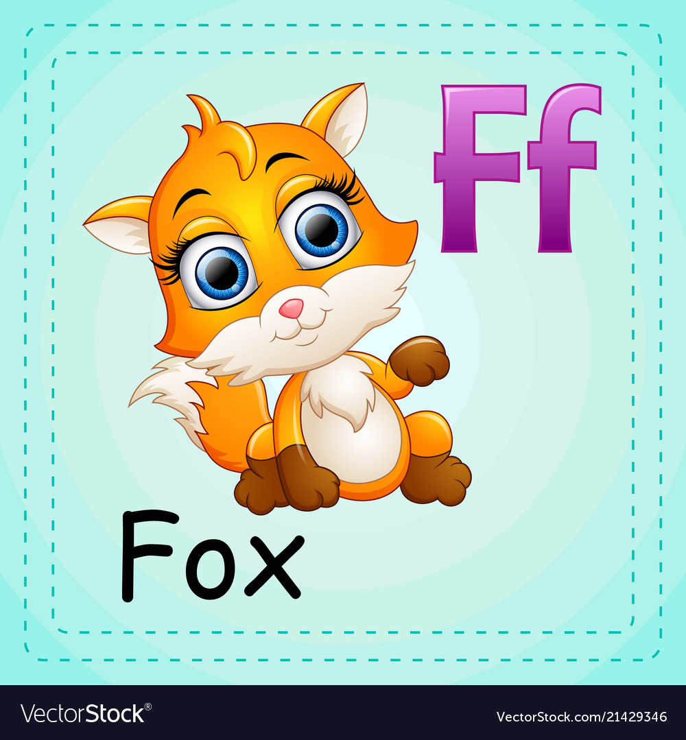 Animals alphabet f is for fox Royalty Free Vector Image