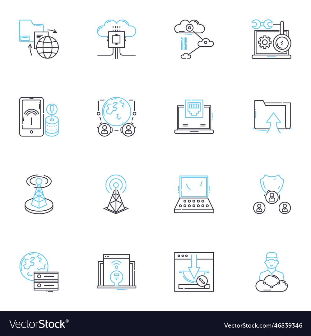 Artificial concept linear icons set vector image Artificial concept linear icons set